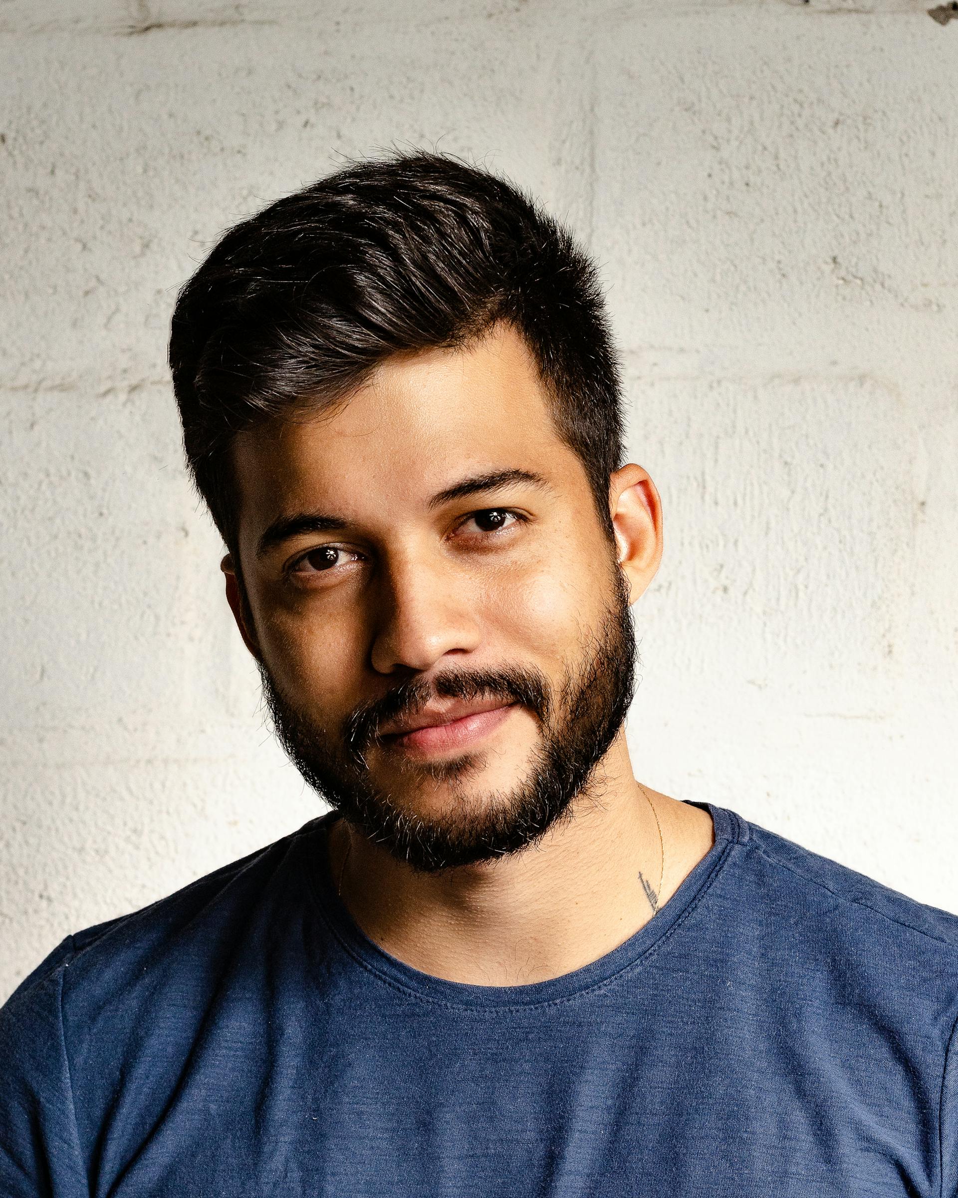 Confident man with full natural hair